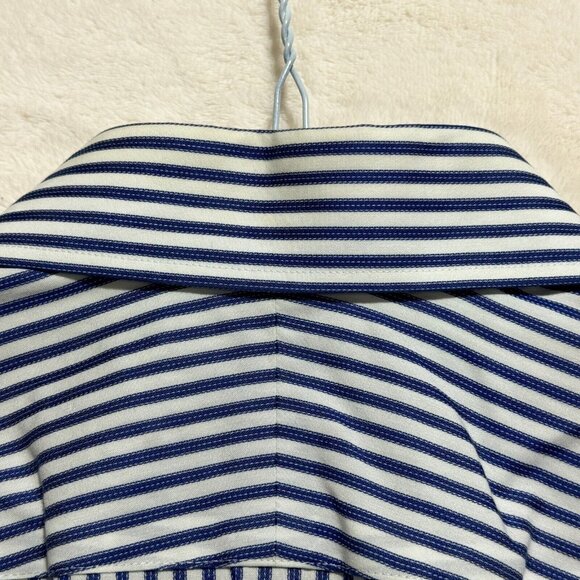 Hudson Room Slim Fitted 80's Two Ply Dress Shirt Striped Blue Mens 15.5 / 35 - Picture 11 of 13